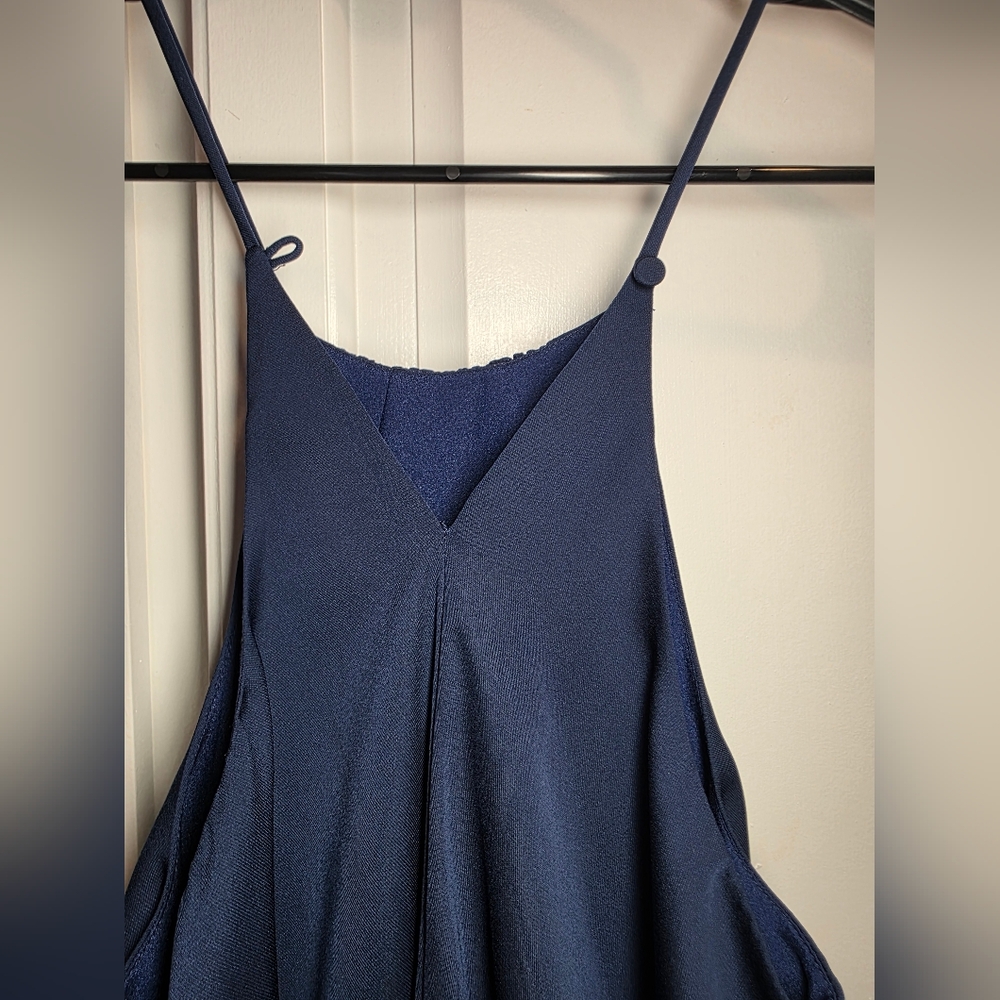 Halston Heritage Navy Halter Dress Sz 4 Resort Evening Maxi Gown - Picture 5 of 8